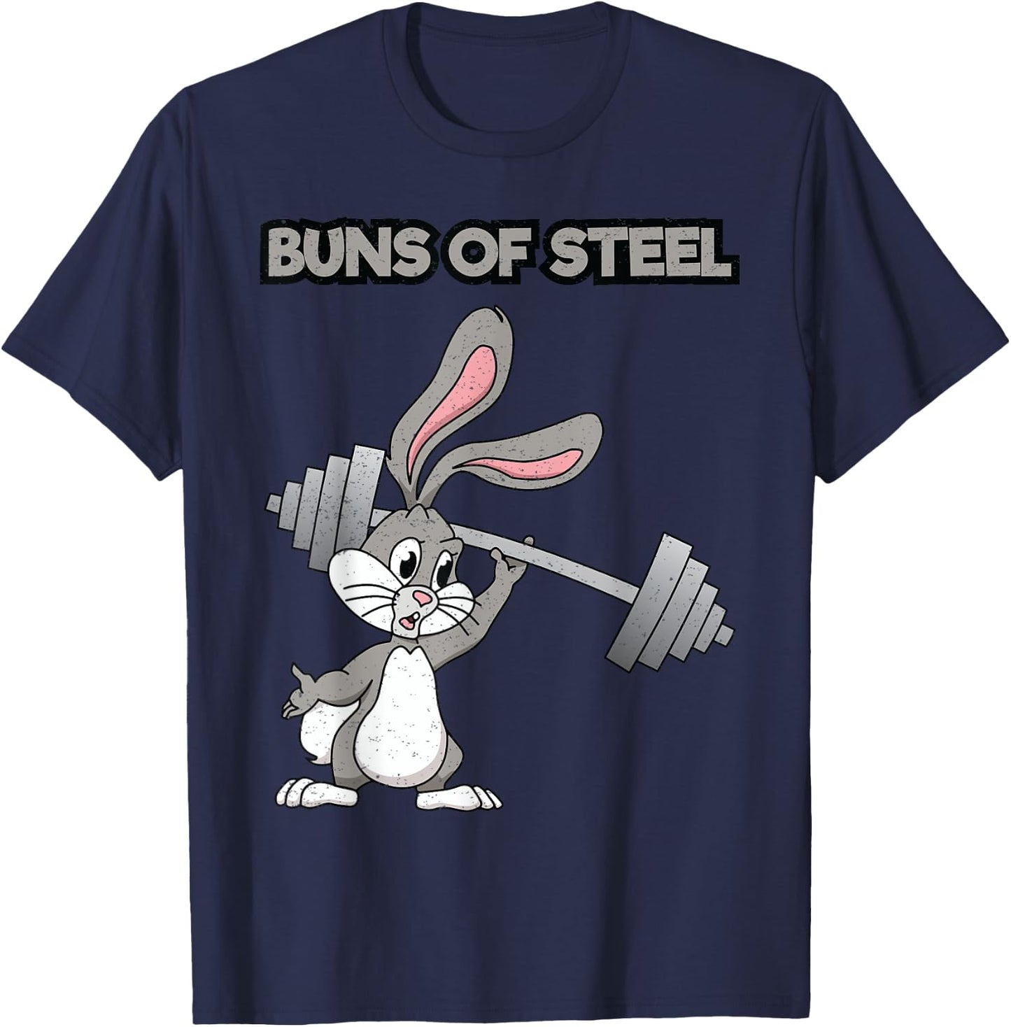 Buns Of Steel Weight Lifting Bunny Workout Animal T-Shirt - T-Shirt | Navy