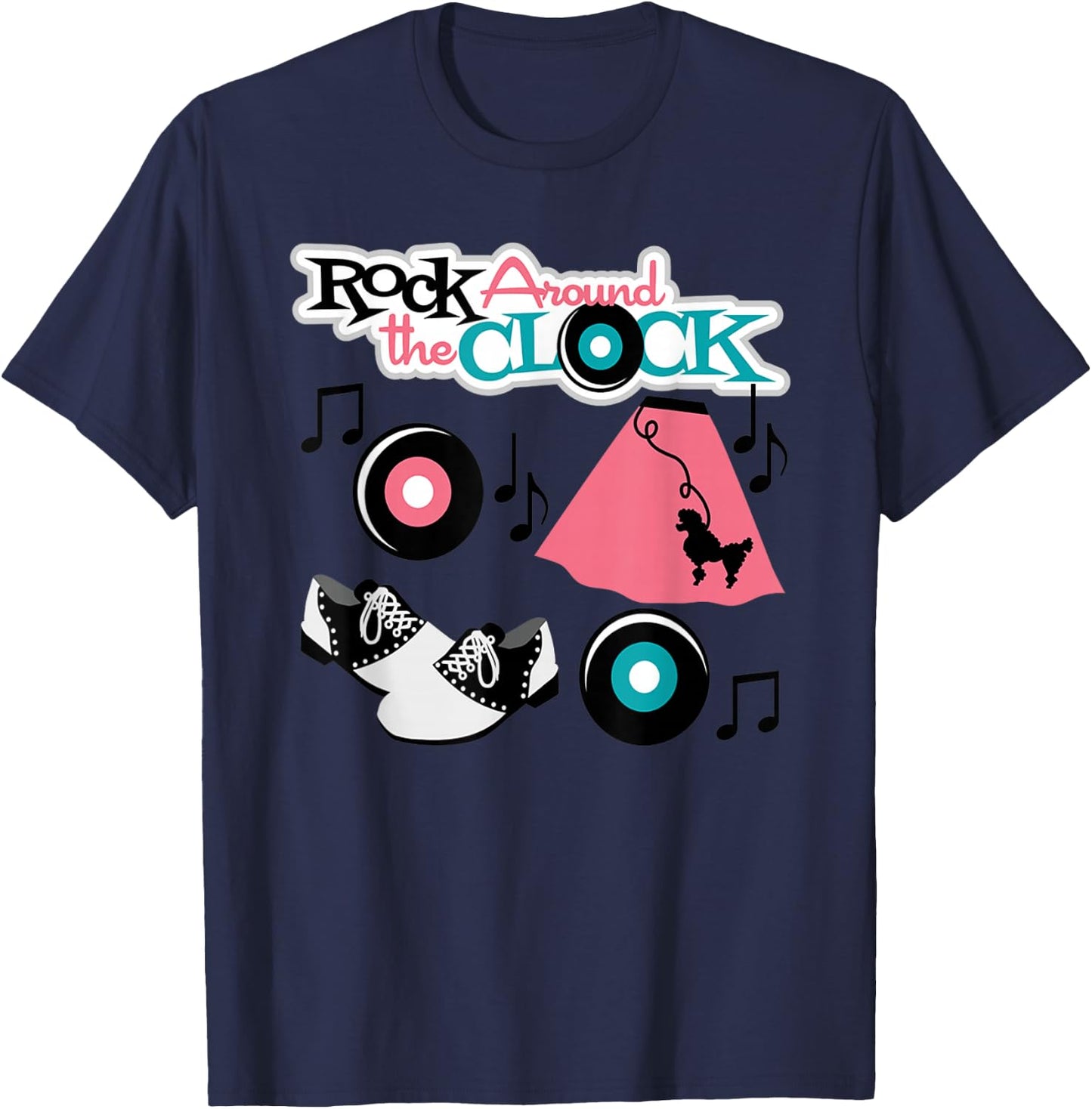 Rock Around the Clock 50's T-Shirt - T-Shirt | Navy