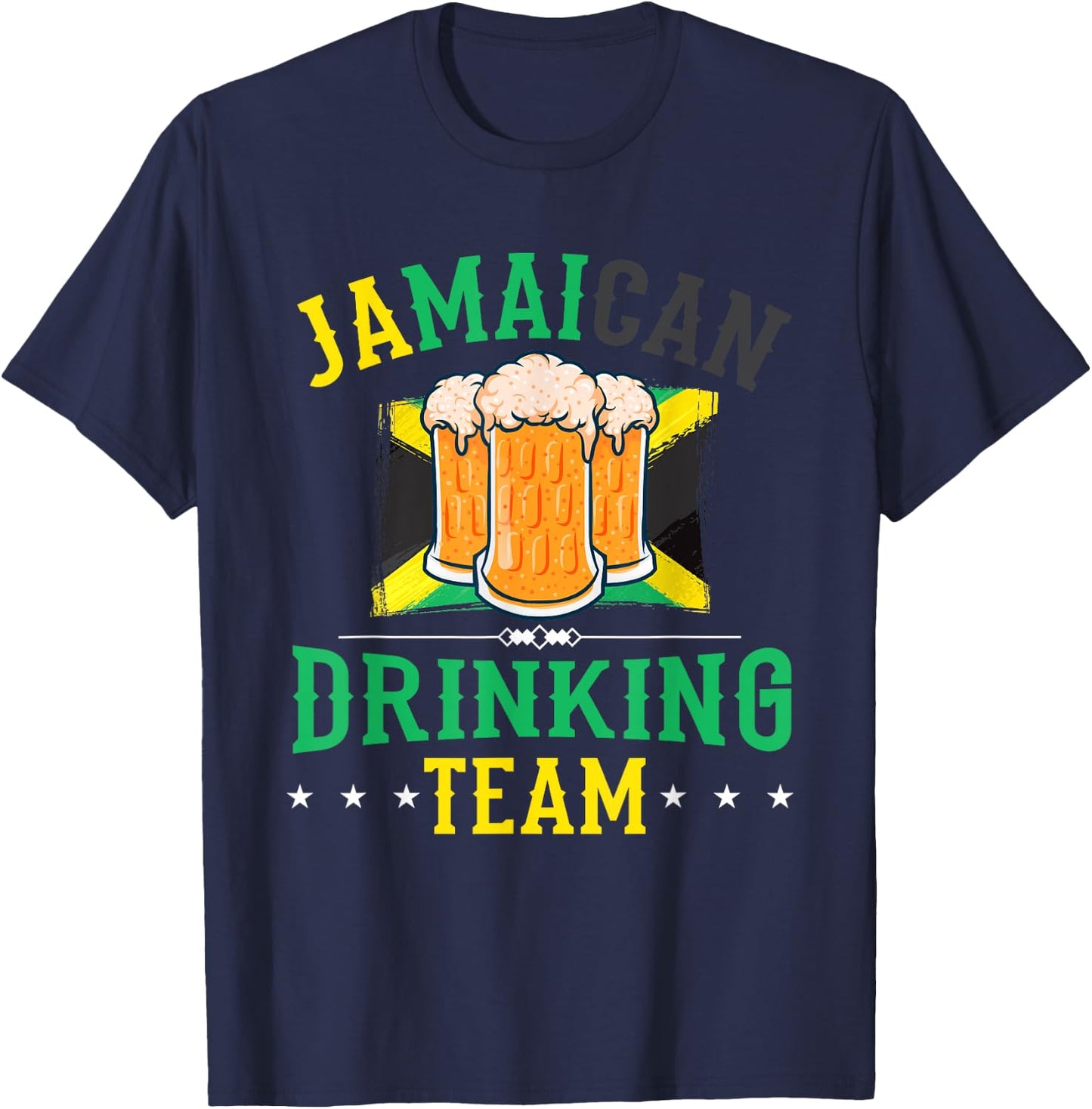 Jamaican Drinking Team Jamaica Flag Gift Beer Drinkers T-Shirt - T-Shirt | Navy