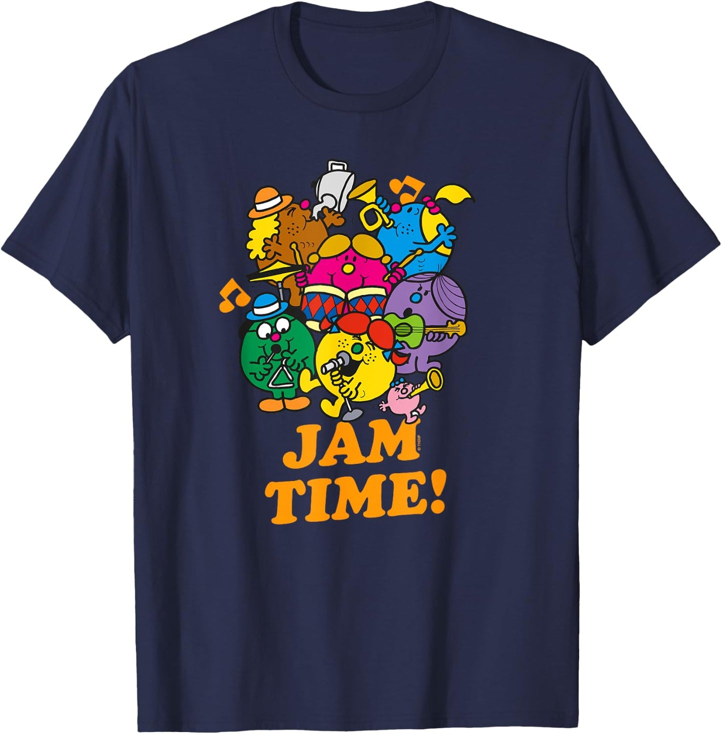 Mr. Men Little Miss Retro Music Jam Time T-Shirt - T-Shirt | Navy