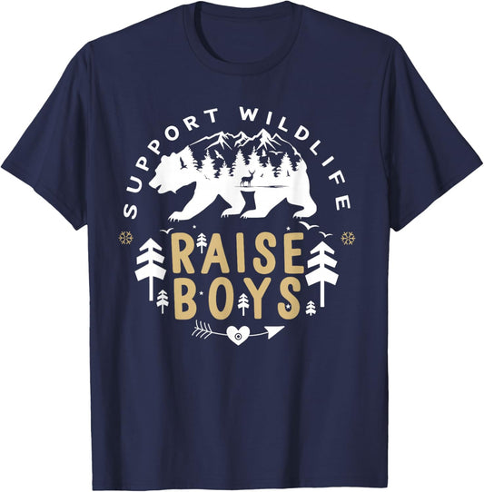 Support Wildlife Raise Boys Nature Lover Men Women Kids T-Shirt - T-Shirt | Navy