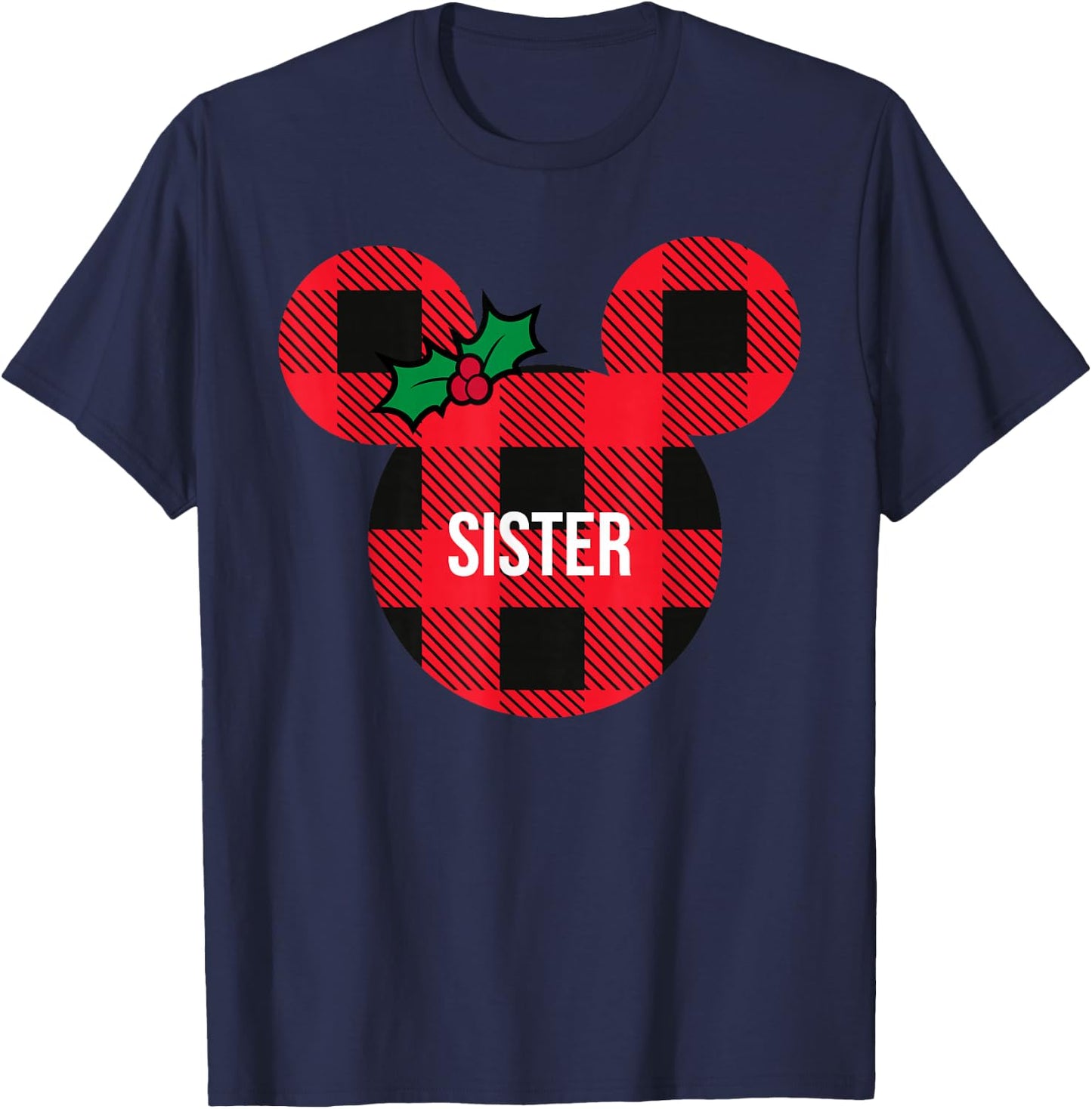 Disney Minnie Mouse Family Matching Holiday Plaid Sister T-Shirt - T-Shirt | Navy