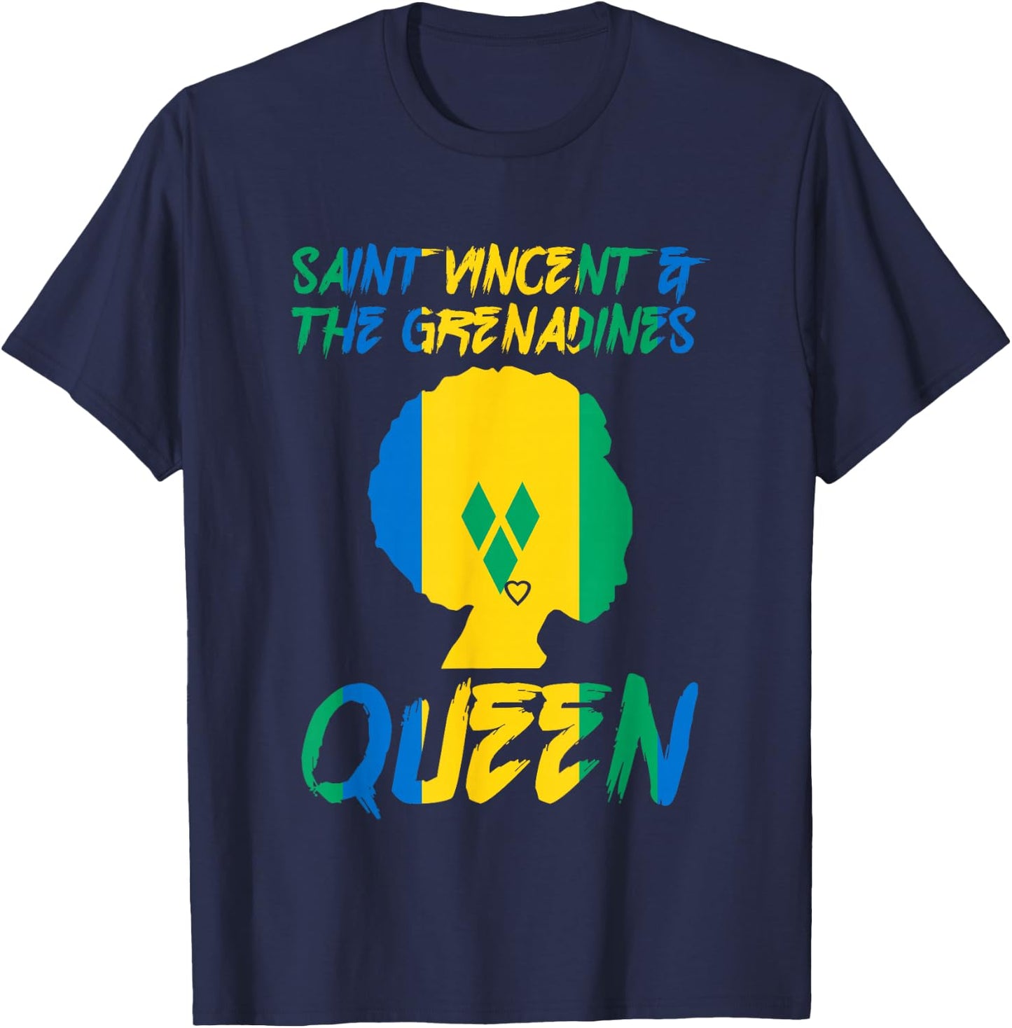 St Vincent & The Grenadines Queen Flag Afro Pride Proud T-Shirt - T-Shirt | Navy