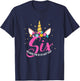 6 Years Old Birthday Girl Gifts Unicorn 6th Birthday T-Shirt - T-Shirt | Navy