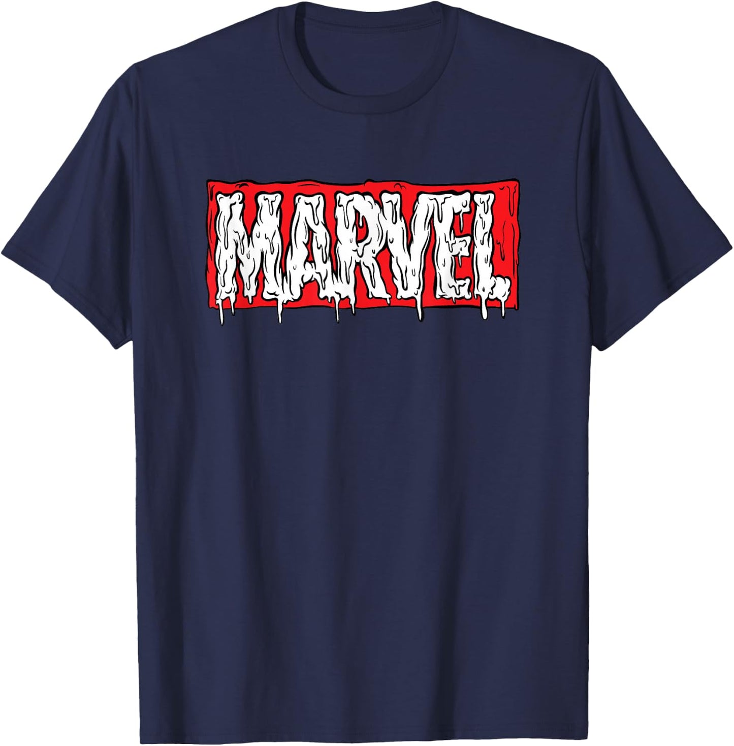 Marvel Logo Melting Paint Drip T-Shirt - T-Shirt | Navy