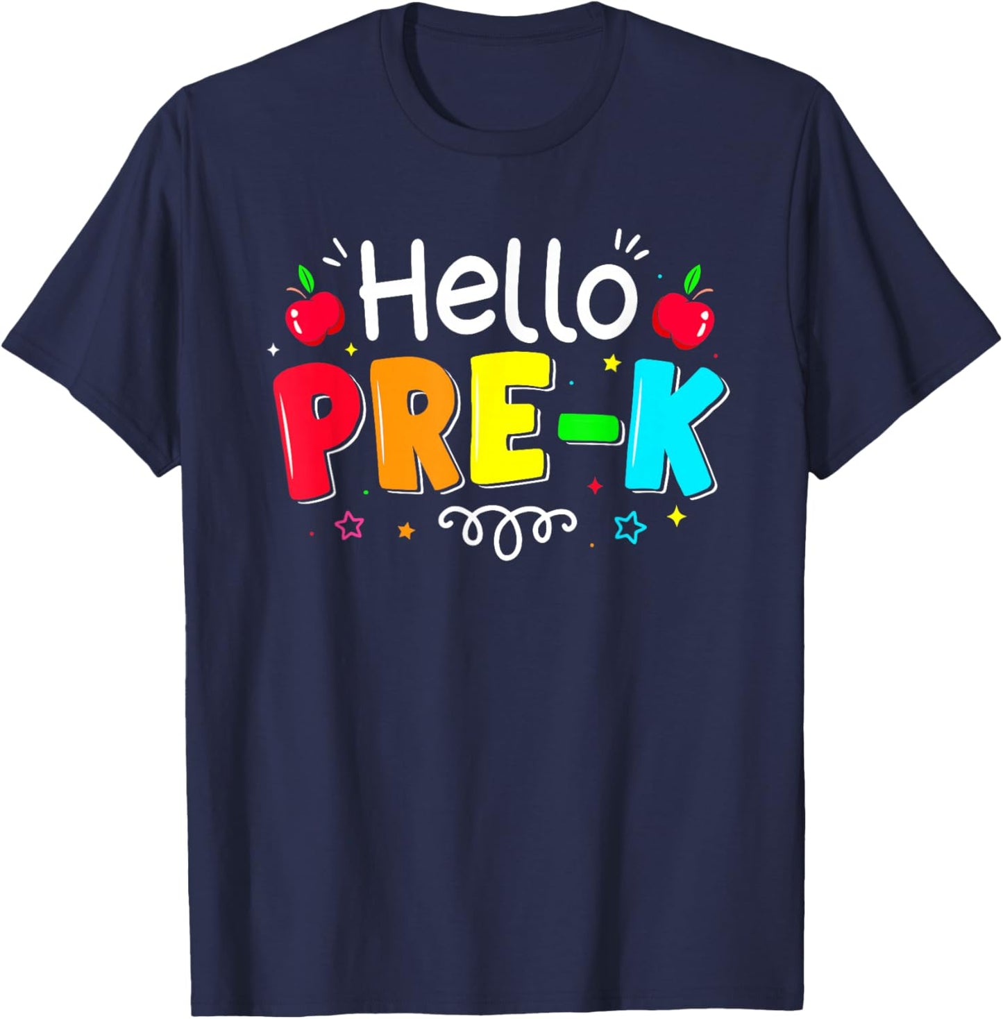 Hello Preschool Boy Girl Teacher Back to School Pre-k T-Shirt - T-Shirt | Navy