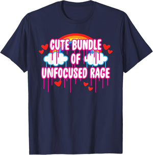 Cute Bundle of Unfocused Rage Rainbow Clouds Drips Hearts Small T-Shirt - T-Shirt | Navy