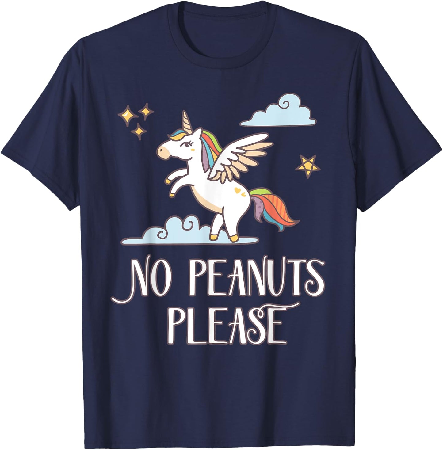 No Peanuts Please - Unicorn Theme for Peanut Allergy T-Shirt - T-Shirt | Navy