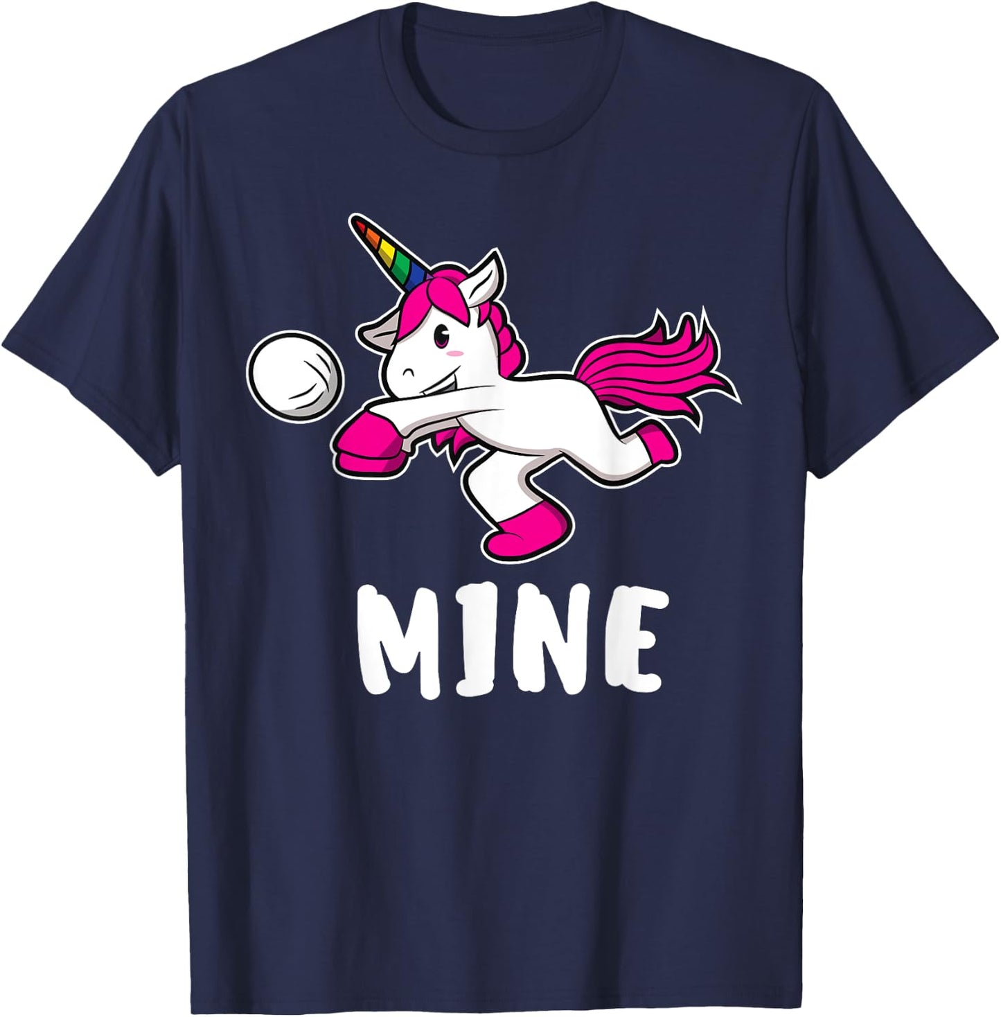 Funny Mine Volleyball Unicorn For Volleyball Girls T-Shirt - T-Shirt | Navy