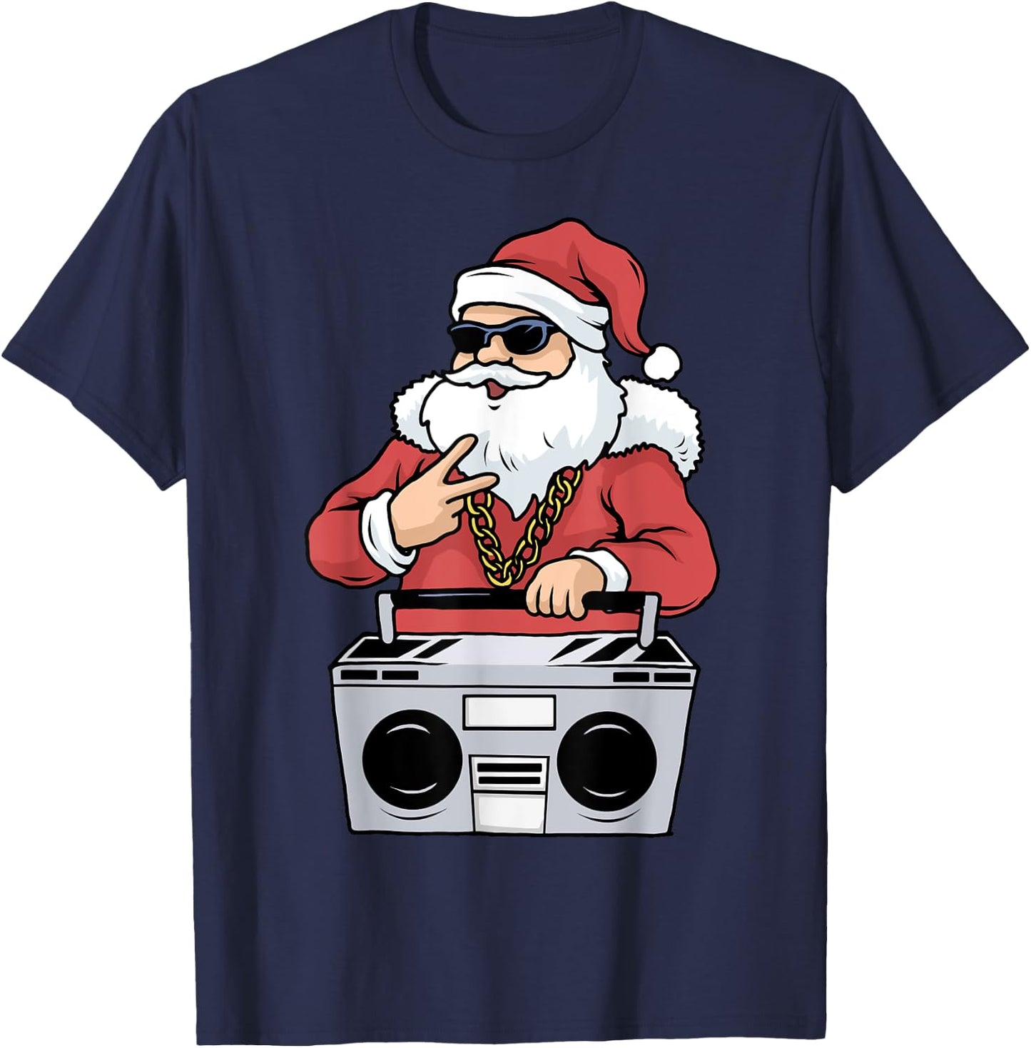 Hip Hop Santa Claus Gangster Christmas Ghettoblaster T-Shirt - T-Shirt | Navy