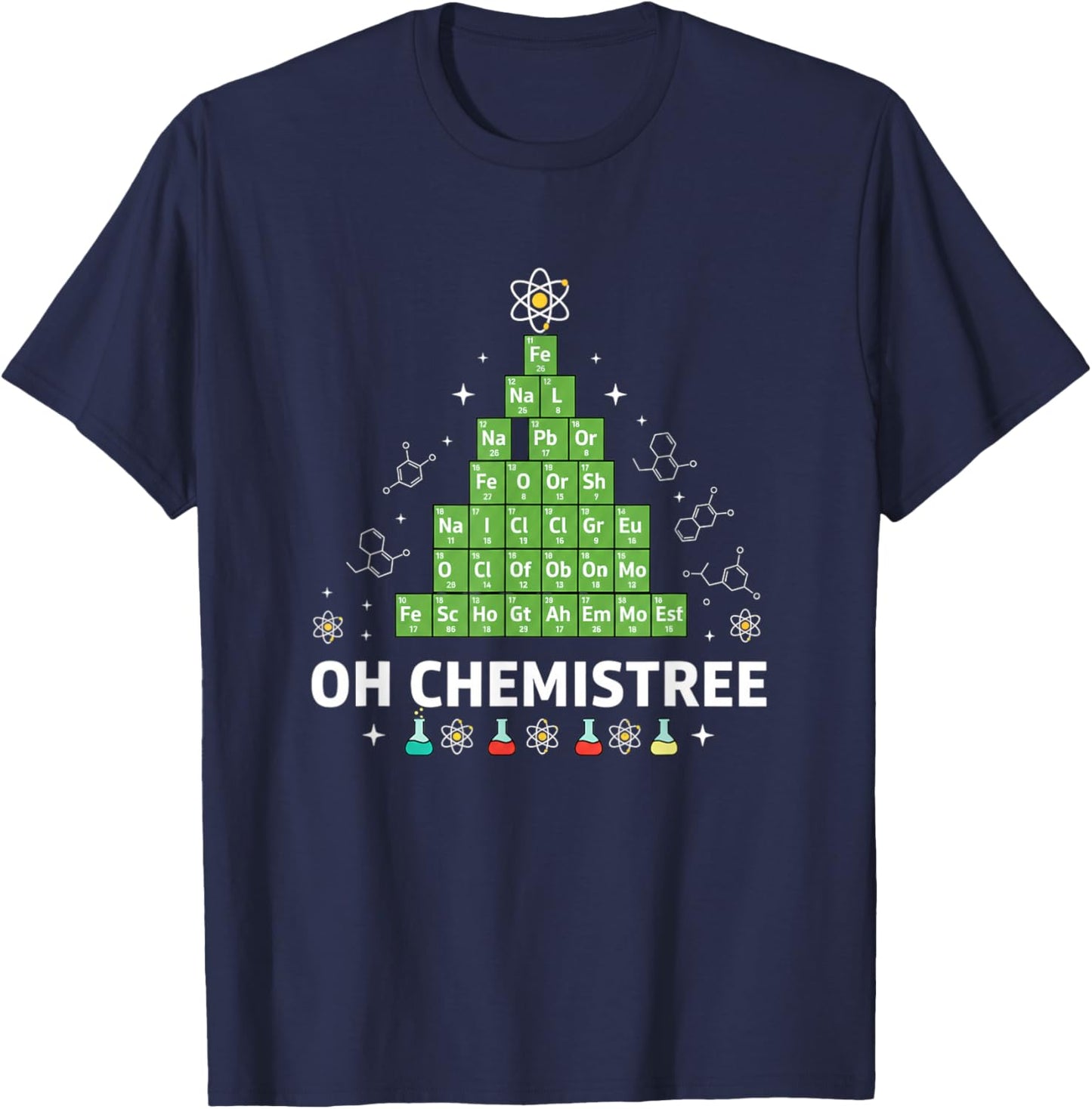 Oh Chemistree Christmas Chemistry Periodic Table Holiday T-Shirt - T-Shirt | Navy