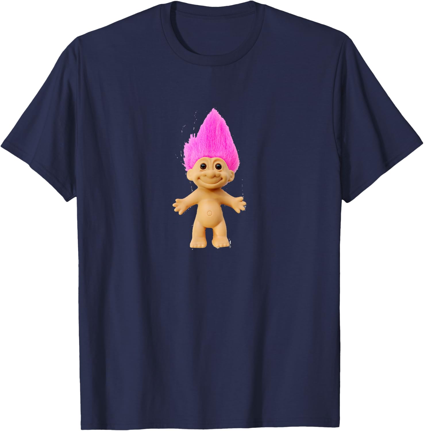 Pink Haired Troll Doll T-Shirt - T-Shirt | Navy