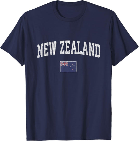 New Zealand Vintage Sports New Zealander Flag T-Shirt - T-Shirt | Navy