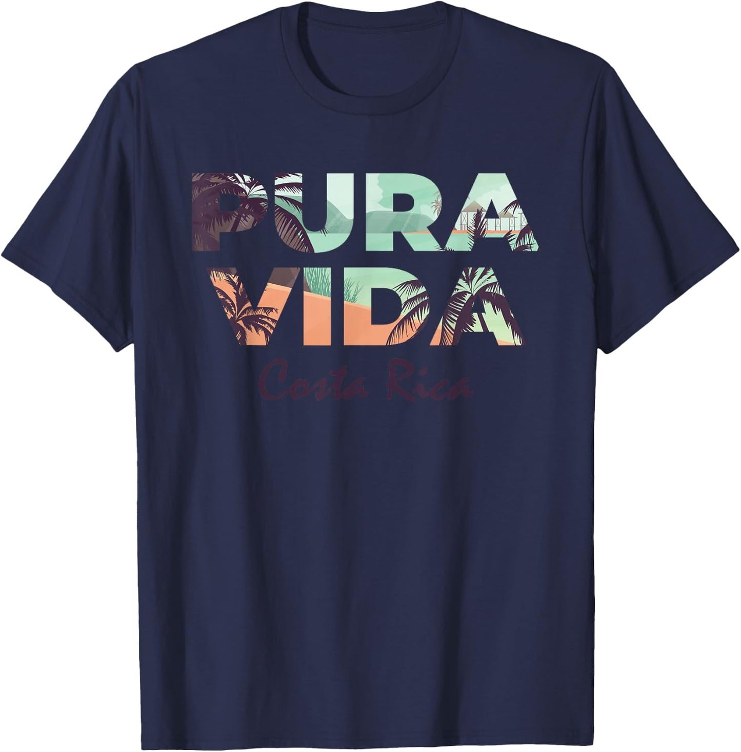 Pura Vida Costa Rica Shirt Colorful Tropical Beach T-Shirt - T-Shirt | Navy