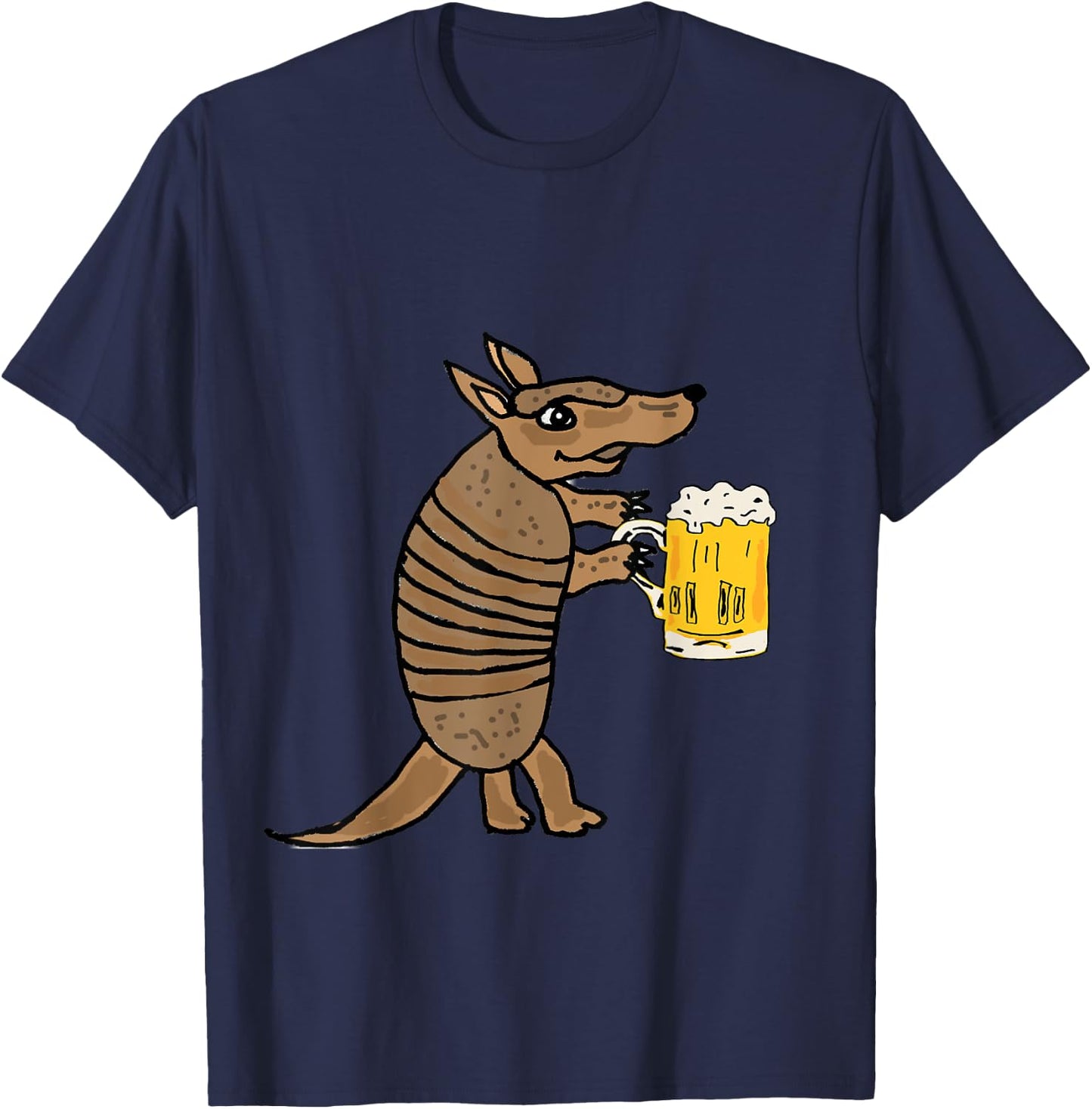 Smilemoretees Funny Armadillo Drinking Beer T-Shirt - T-Shirt | Navy