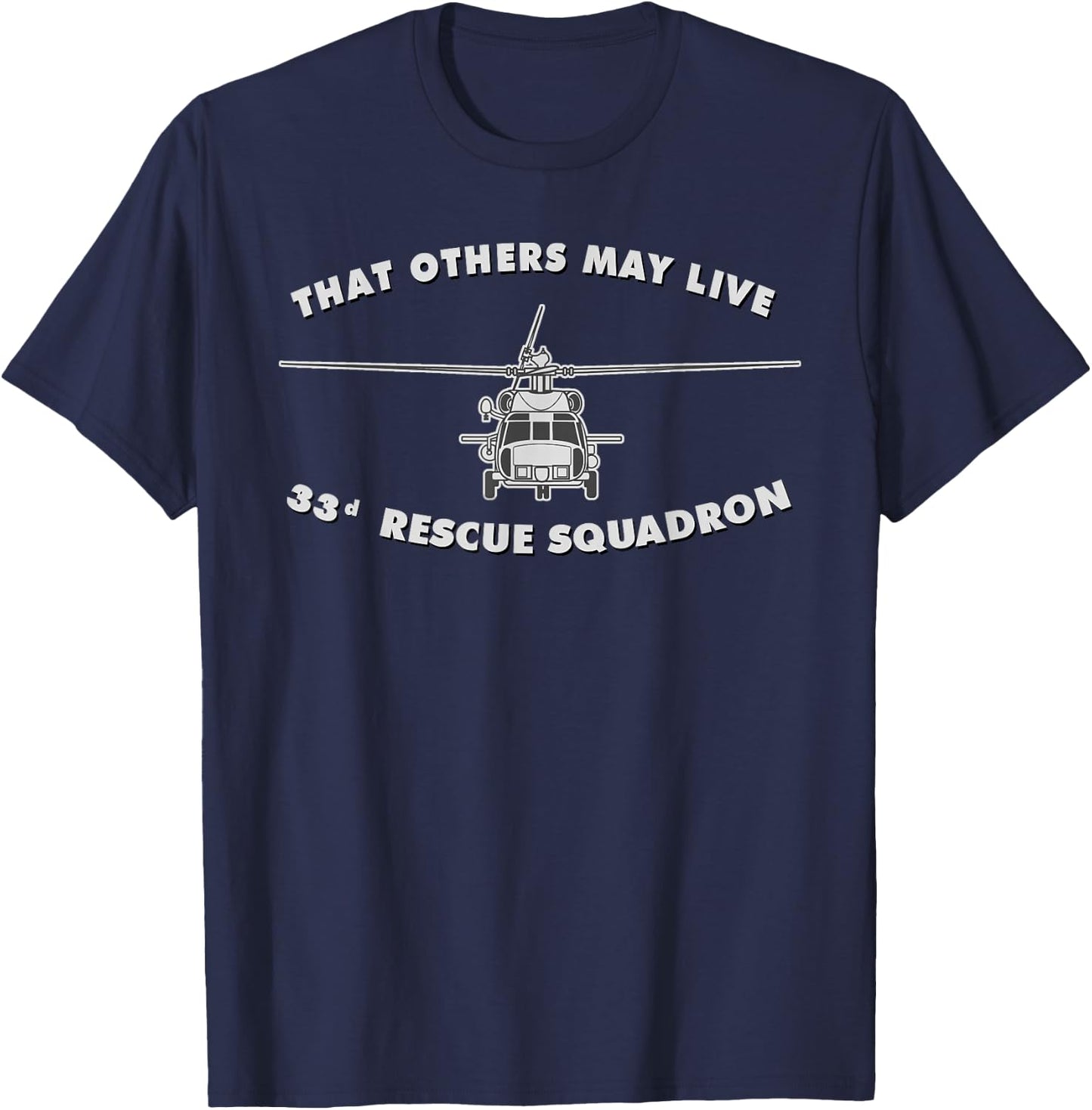 33rd Rescue Squadron HH-60 Pave Hawk Helicopter T-Shirt - T-Shirt | Navy