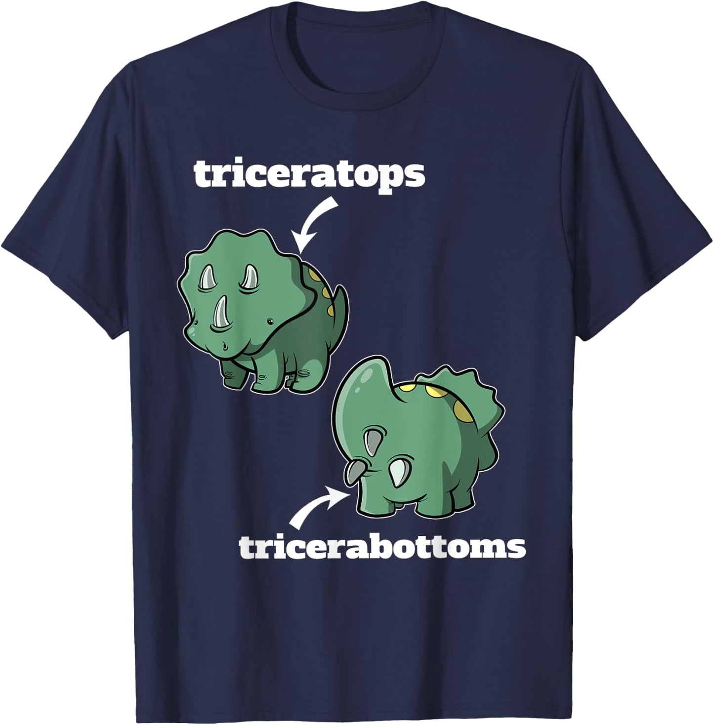 Triceratops Tricerabottoms Funny Dinosaur T-Shirt - T-Shirt | Navy