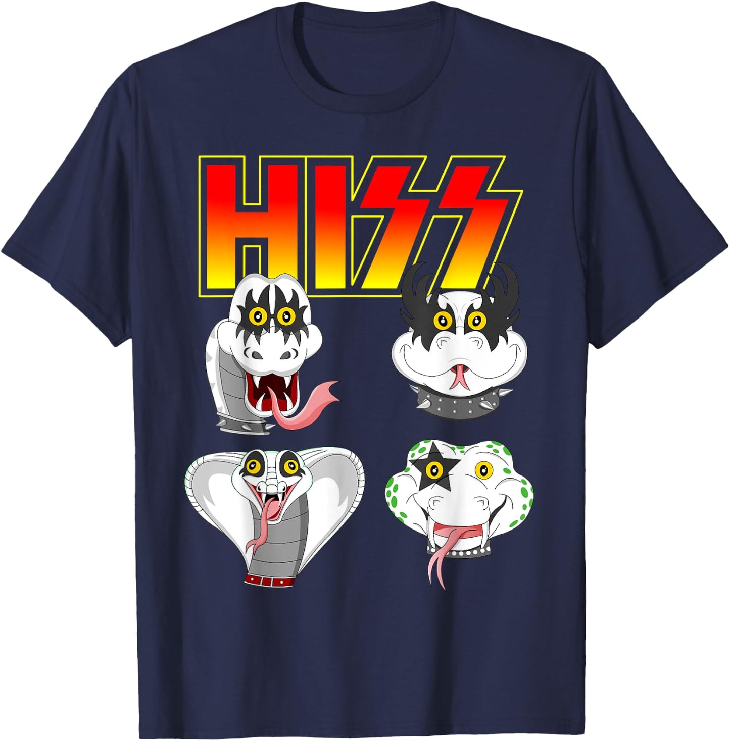 Hiss Funny Snake Lover Rock And Roll Band Gift T-Shirt - T-Shirt | Navy