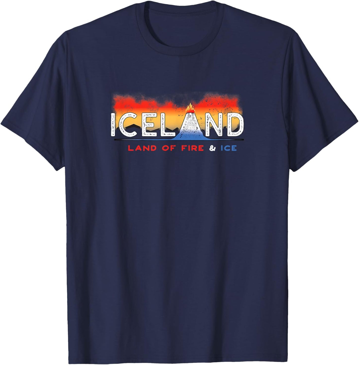 Matthew Webb Iceland Land of Fire and Ice -Adults Black Small Classic Fit Short Sleeve Cotton Polyester 100% Imported T-Shirt - T-Shirt | Navy