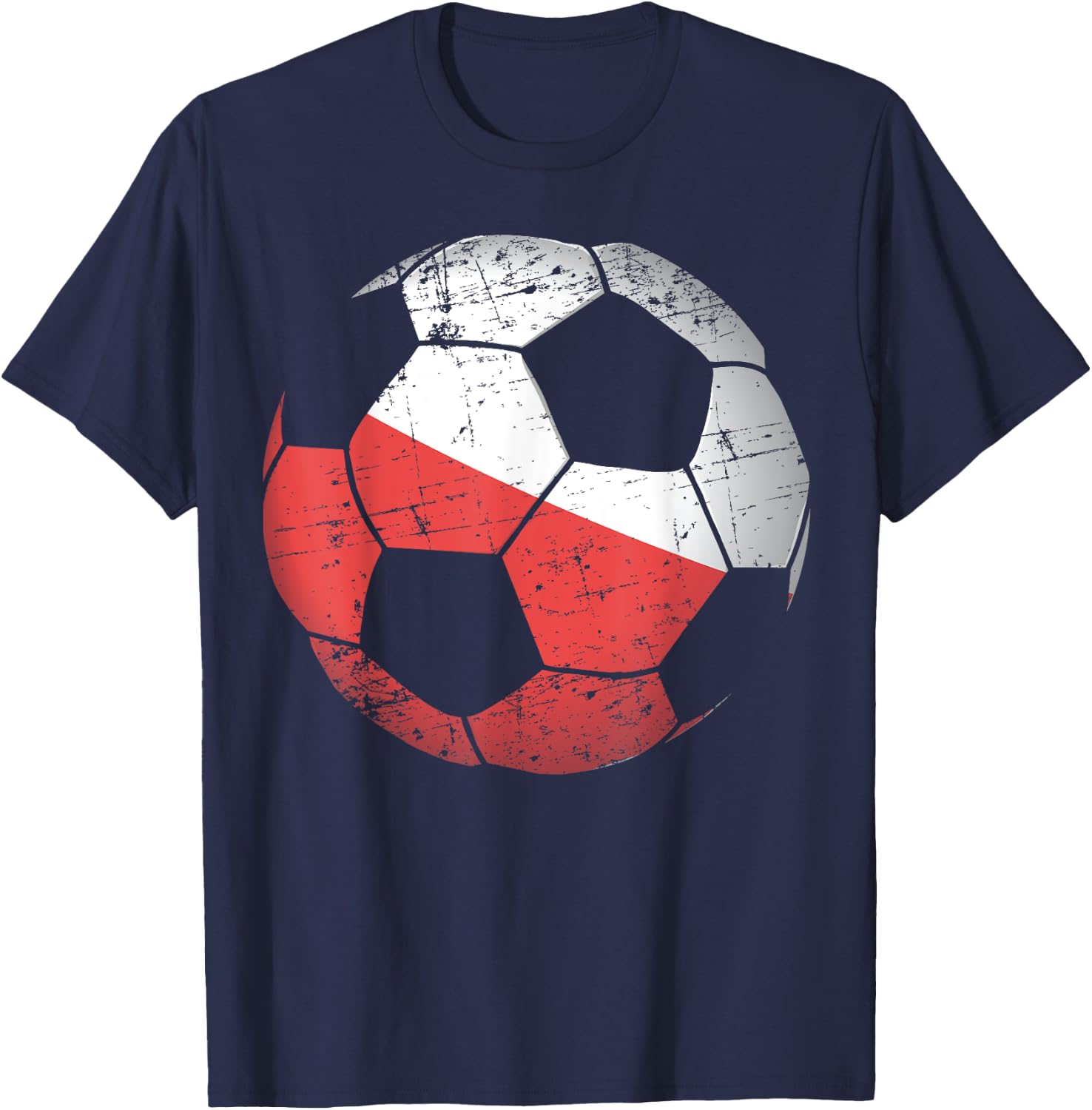 Poland Soccer Ball Flag Jersey Shirt - Polish Football Gift T-Shirt - T-Shirt | Navy