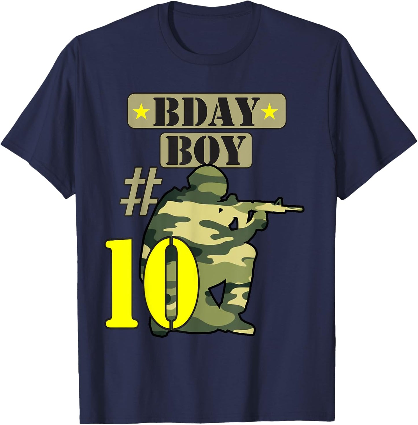 10Th Birthday Boy Camo -Ten years old -Camouflage T-Shirt - T-Shirt | Navy