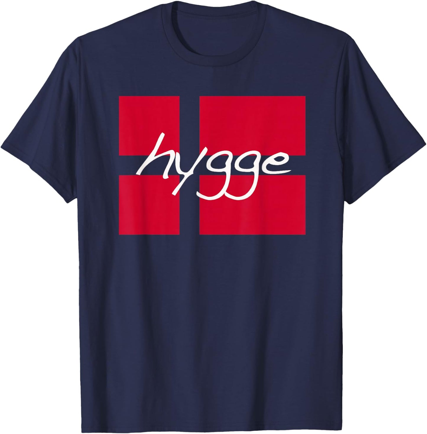 HYGGE DANISH FLAG hygge life Denmark T-Shirt - T-Shirt | Navy
