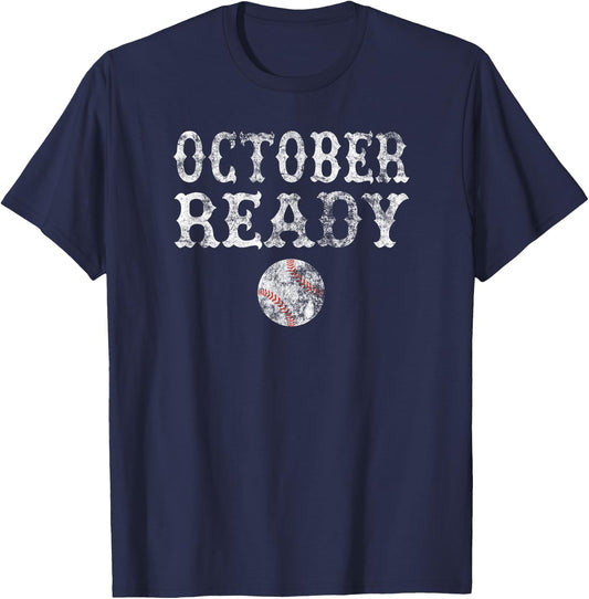 October Ready Playoff Baseball Gift T Shirt Women T-Shirt - T-Shirt | Navy
