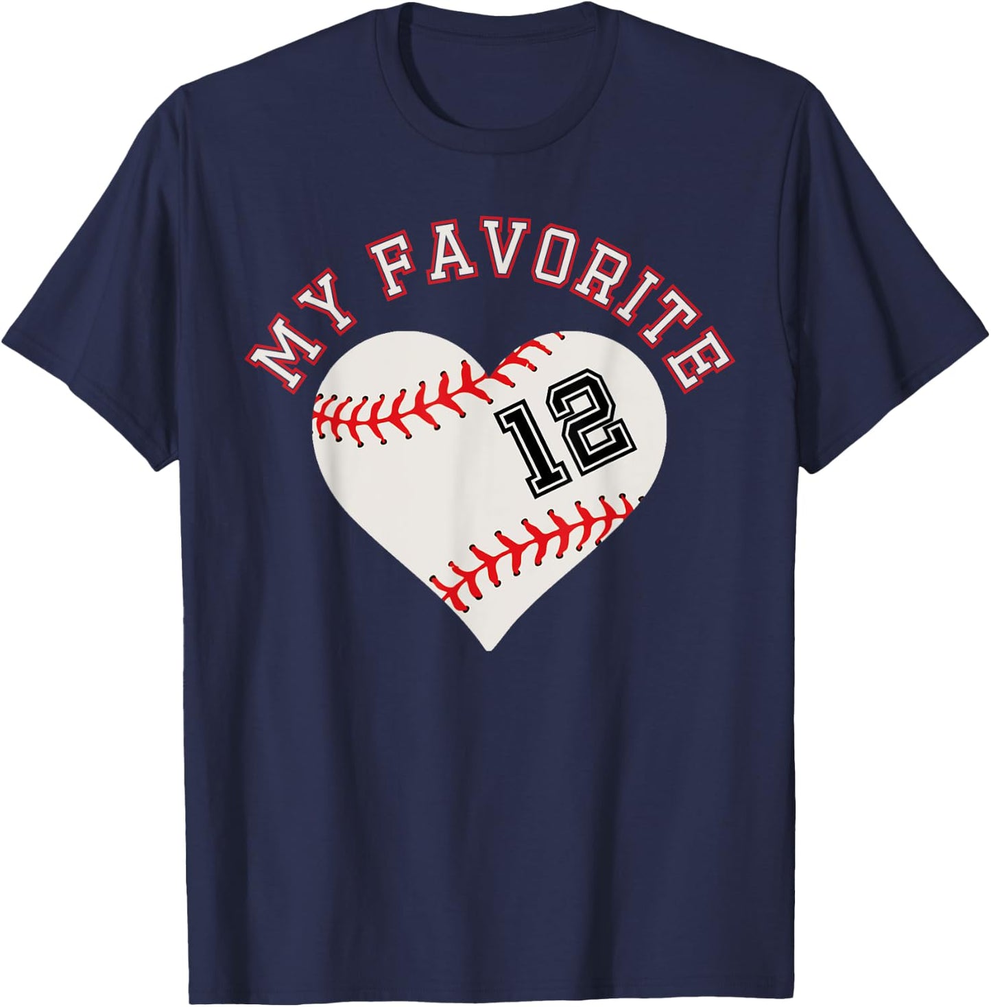 Baseball Player 12 Jersey Outfit No #12 Sports Fan Gift T-Shirt - T-Shirt | Navy