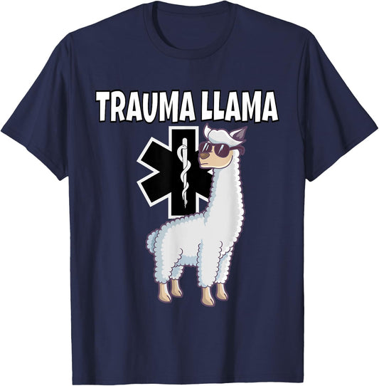Funny Trauma Llama EMT Medic EMS Gift T-Shirt - T-Shirt | Navy