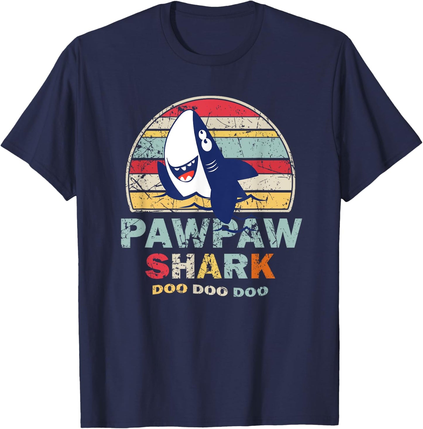 Vintage Pawpaw Shark Shirt Fathers Day Gift Women T-Shirt - T-Shirt | Navy