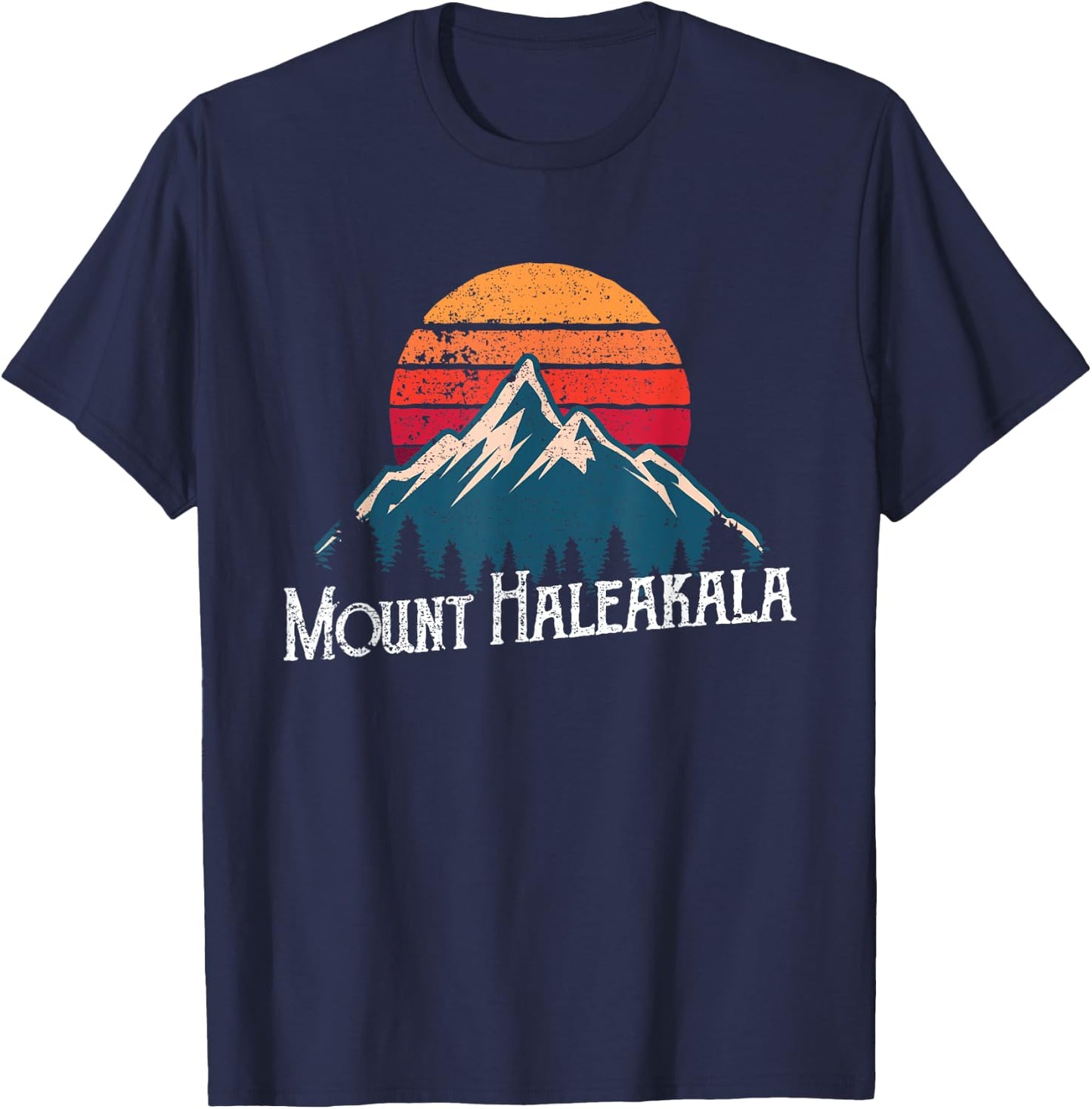 Hawaiian Mount Haleakala Volcano Mountain Retro T Shirt T-Shirt - T-Shirt | Navy