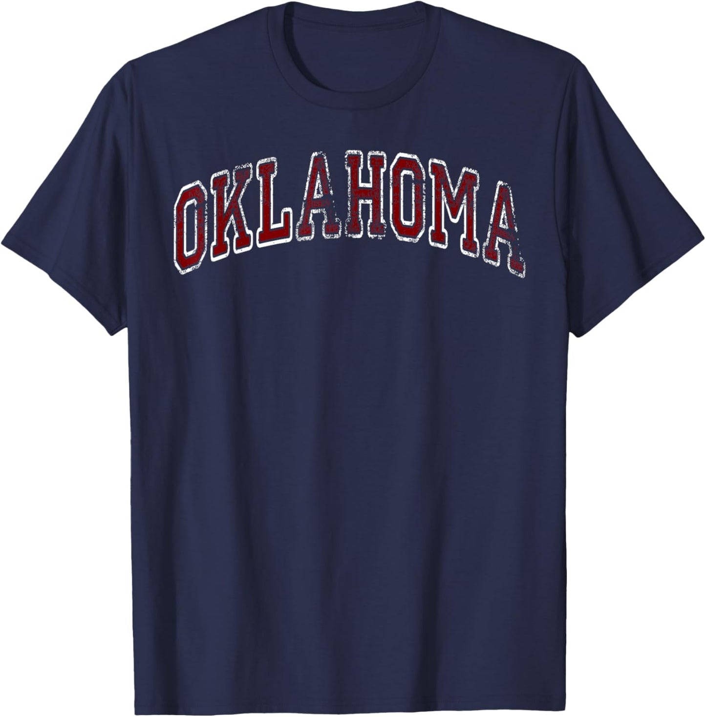Oklahoma OK Vintage Varsity Red Text Girl Boy Men Women T-Shirt - T-Shirt | Navy