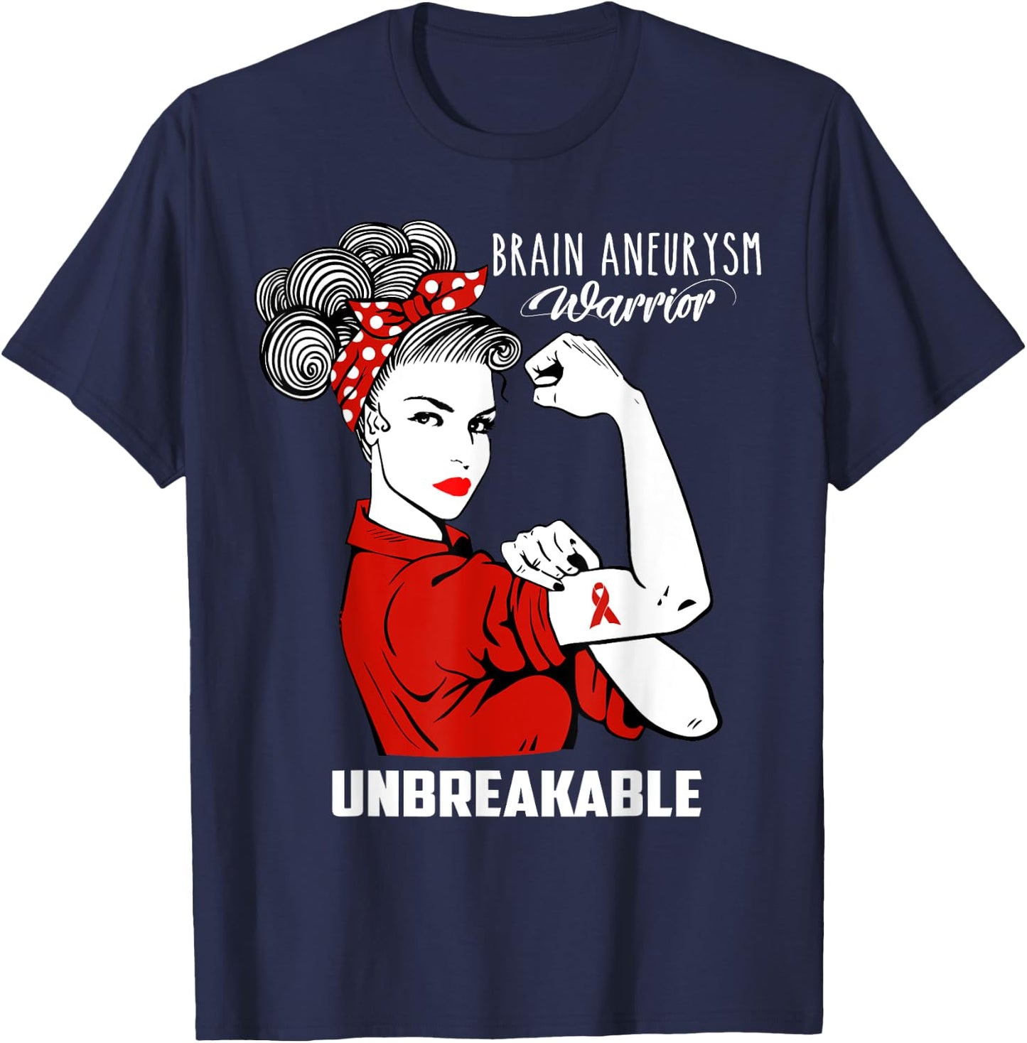 Brain Aneurysm Warrior Unbreakable Shirt Awareness Gift T-Shirt - T-Shirt | Navy