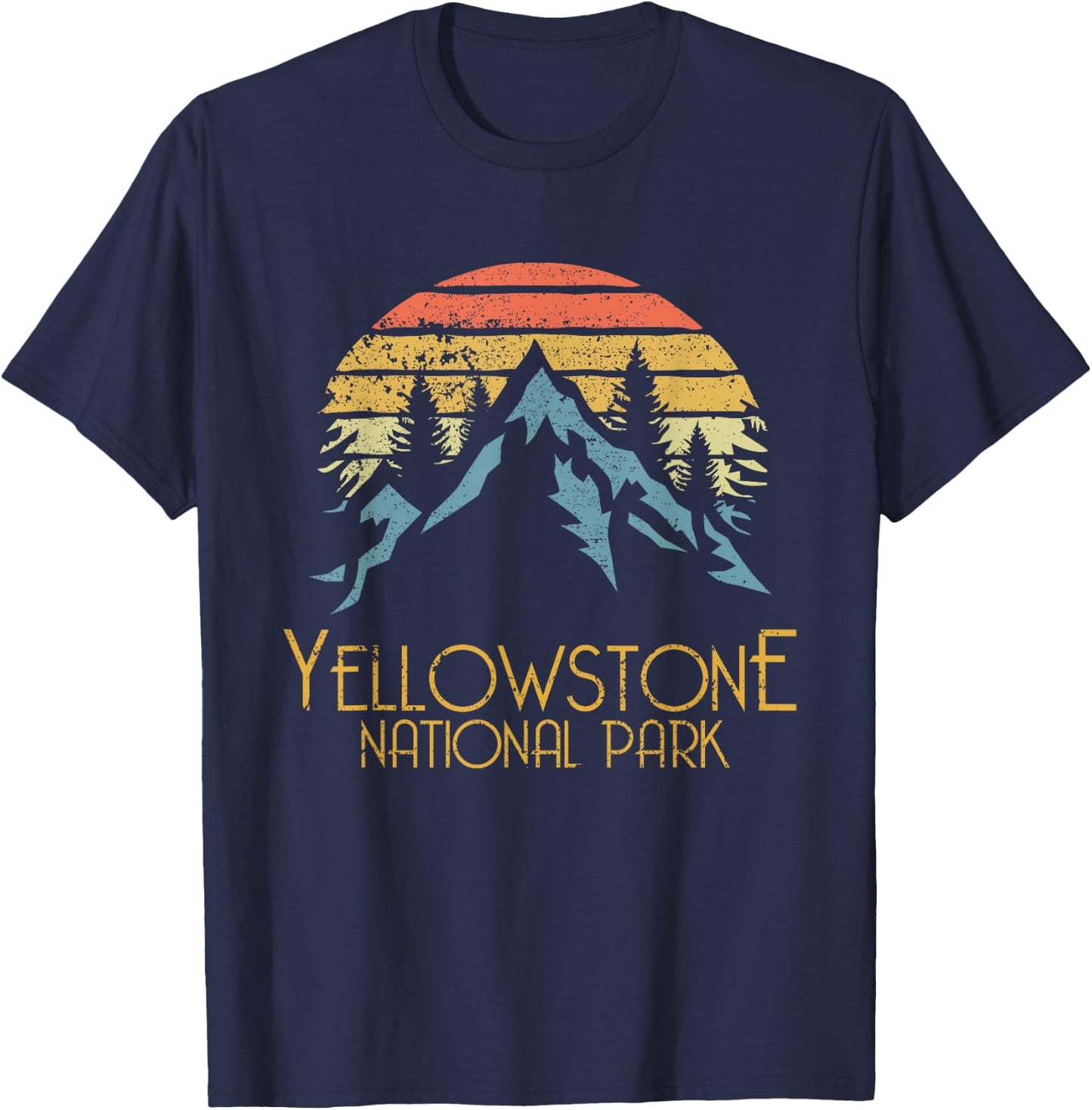 Vintage Retro Yellowstone National Park WY T Shirt T-Shirt - T-Shirt | Navy