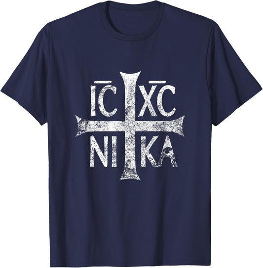 IC XC NIKA Cross Eastern Christian Greek Shirt T-Shirt - T-Shirt | Navy