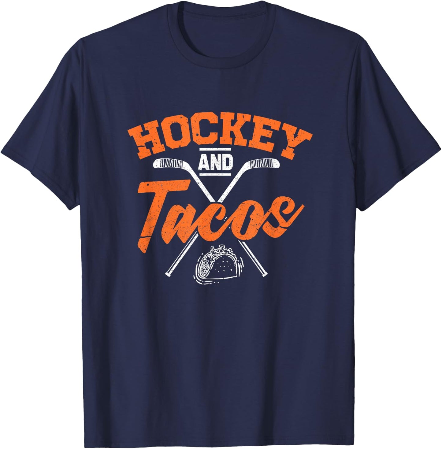 Hockey And Tacos Funny Ice Hockey Player Gift T-Shirt - T-Shirt | Navy