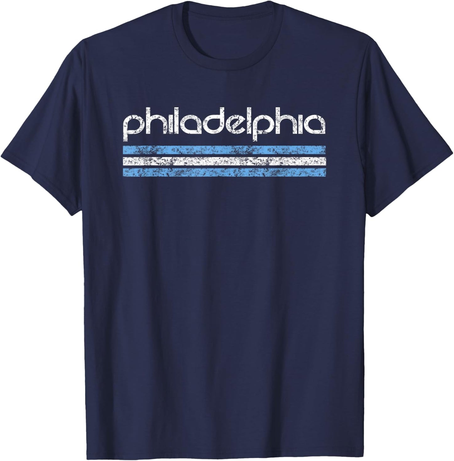 Philadelphia Pennsylvania Retro Vintage Weathered T-Shirt - T-Shirt | Navy