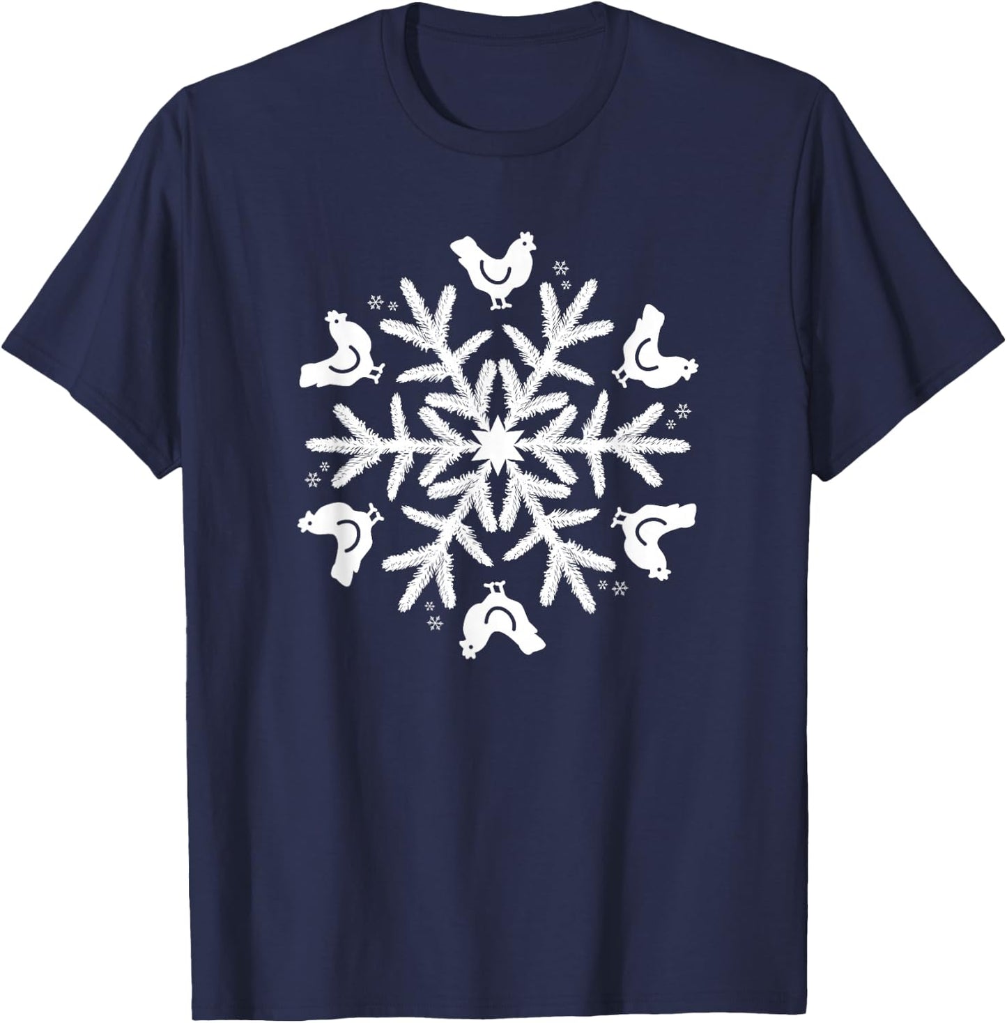 Snowflake Christmas Chicken T-Shirt - T-Shirt | Navy