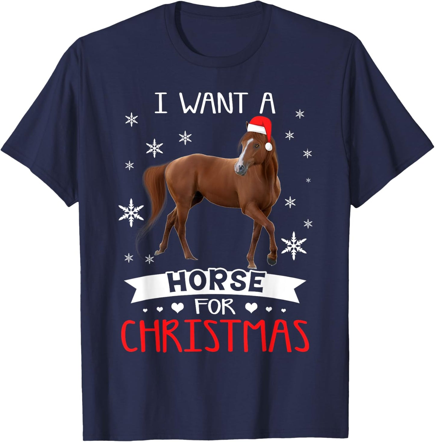 All I Want For Christmas Is a Horse shirt Xmas Pajama Gift T-Shirt - T-Shirt | Navy