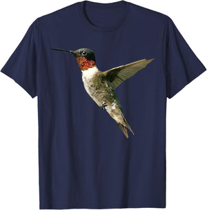 Birds Of A Feather Fly On Little Hummingbird , Adult, -Adults, Short Sleeve, , Grey, Small T-Shirt - T-Shirt | Navy