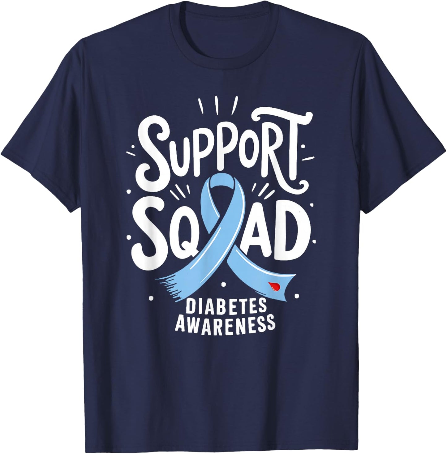 Support Squad Diabetes Awareness T1D T2D T-Shirt - T-Shirt | Navy