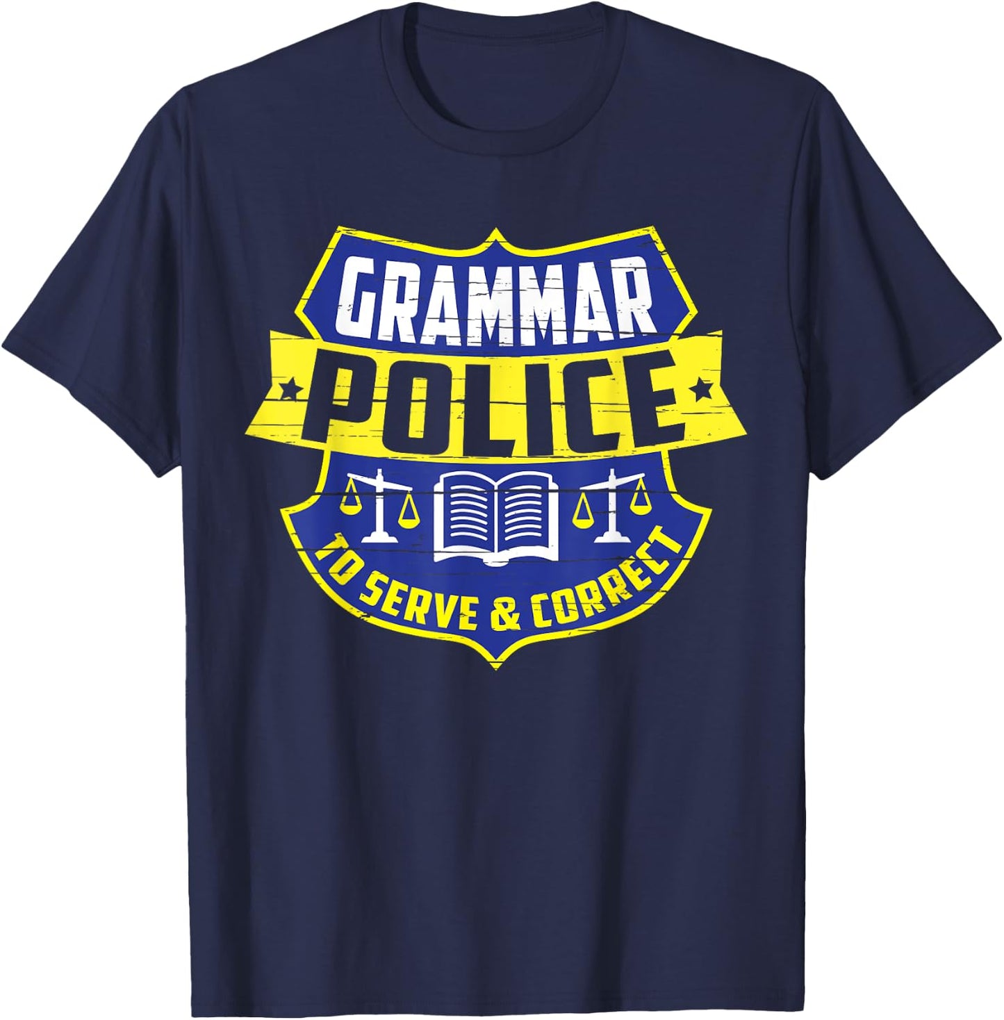 English Grammar Police - Teacher Quotes Literary Gift T-Shirt - T-Shirt | Navy