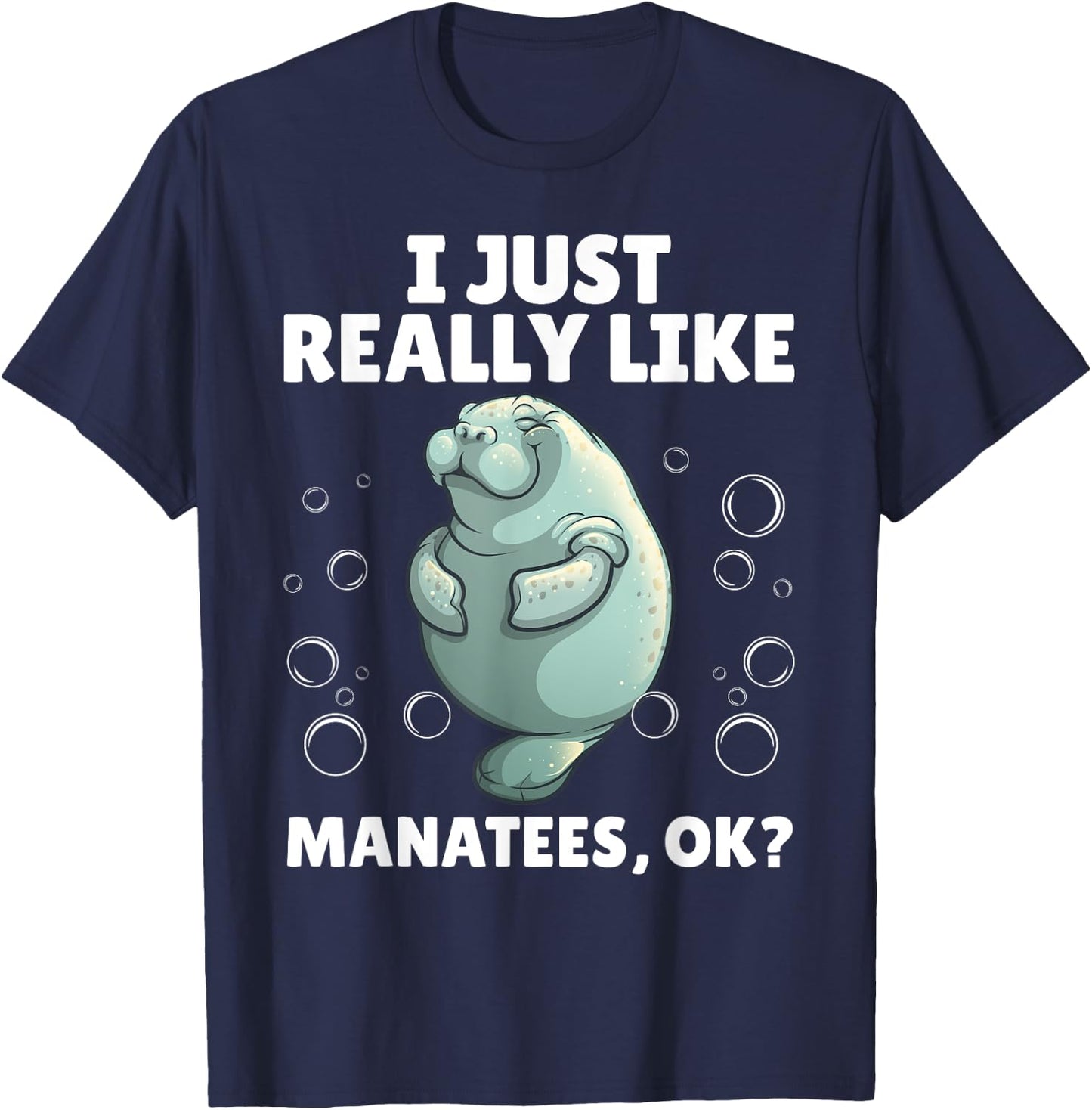 Funny Manatee Art Women Kids Sea Cow Manatee Lover T-Shirt - T-Shirt | Navy