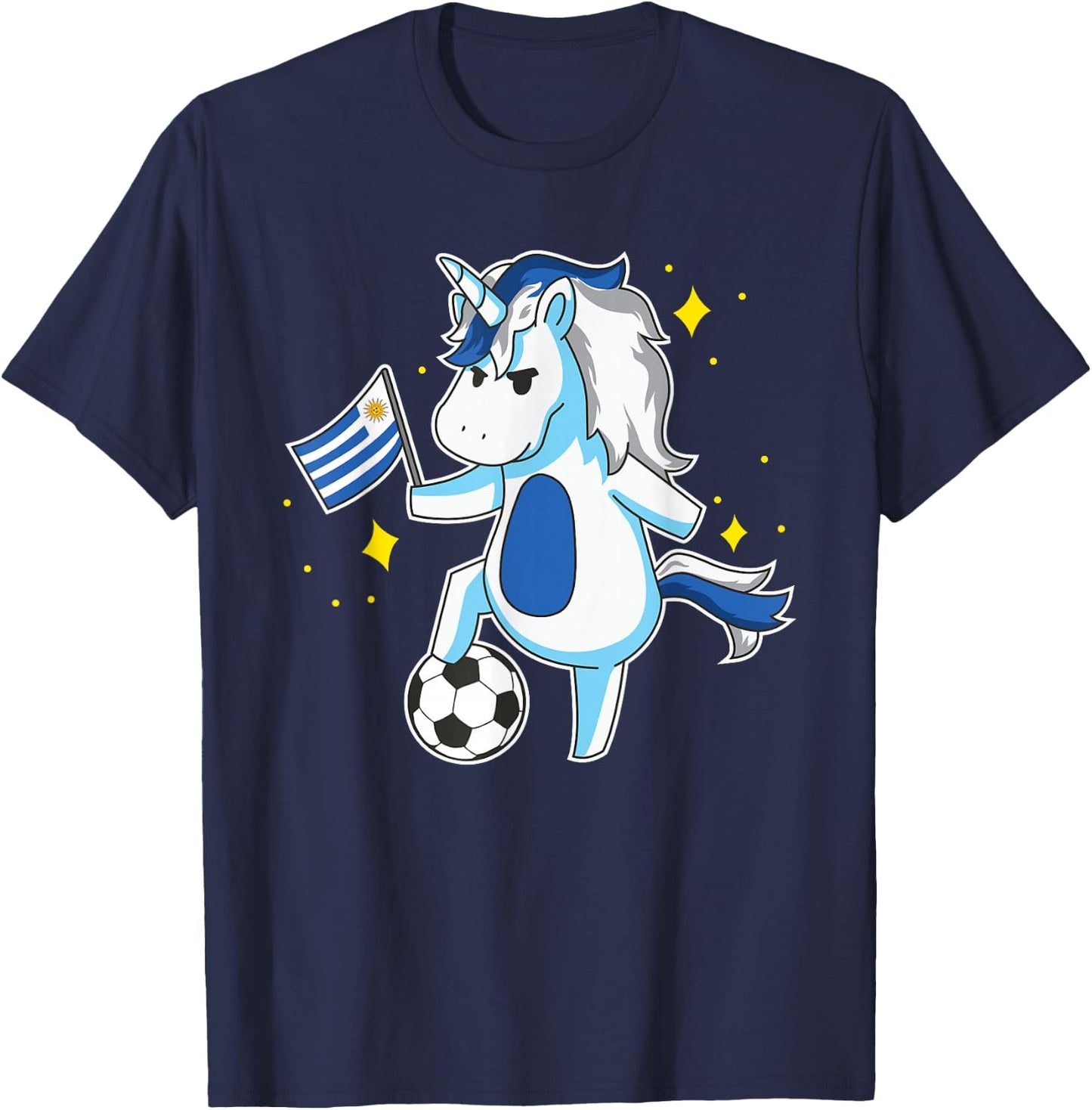 Soccer Unicorn Uruguay Jersey Design Uruguayan Football Gift T-Shirt - T-Shirt | Navy