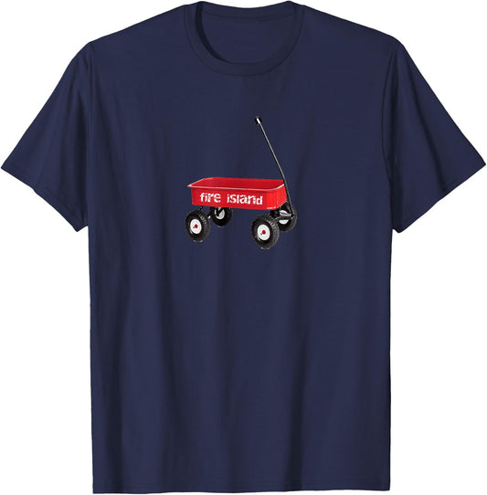 Fire Island red wagon summer beach vacation LI New York T-Shirt - T-Shirt | Navy