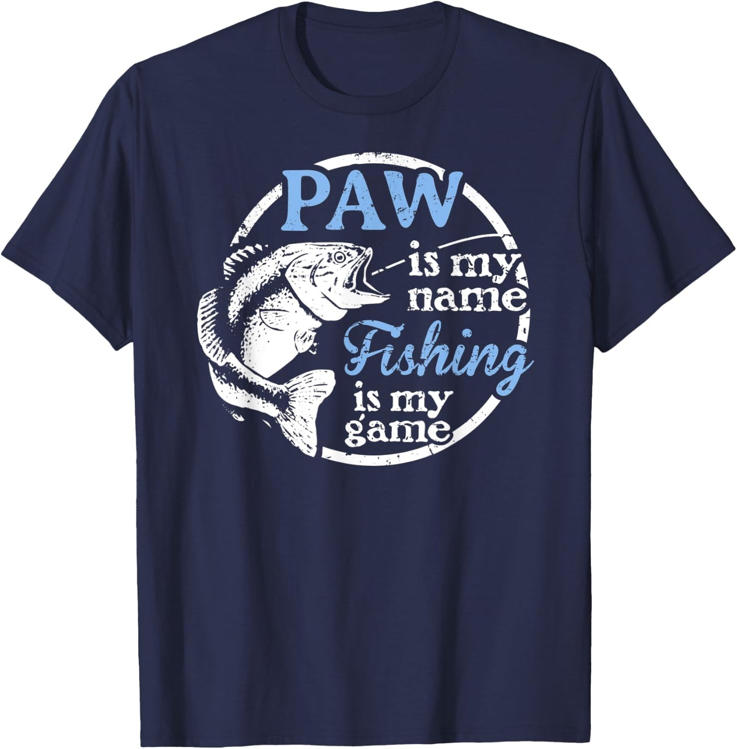 Fishing Paw Fathers Day Gift Dad fisherman T-Shirt - T-Shirt | Navy