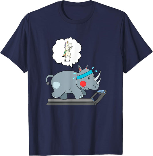 Rhino and Unicorn Cardio - Funny Running T-Shirt - T-Shirt | Navy