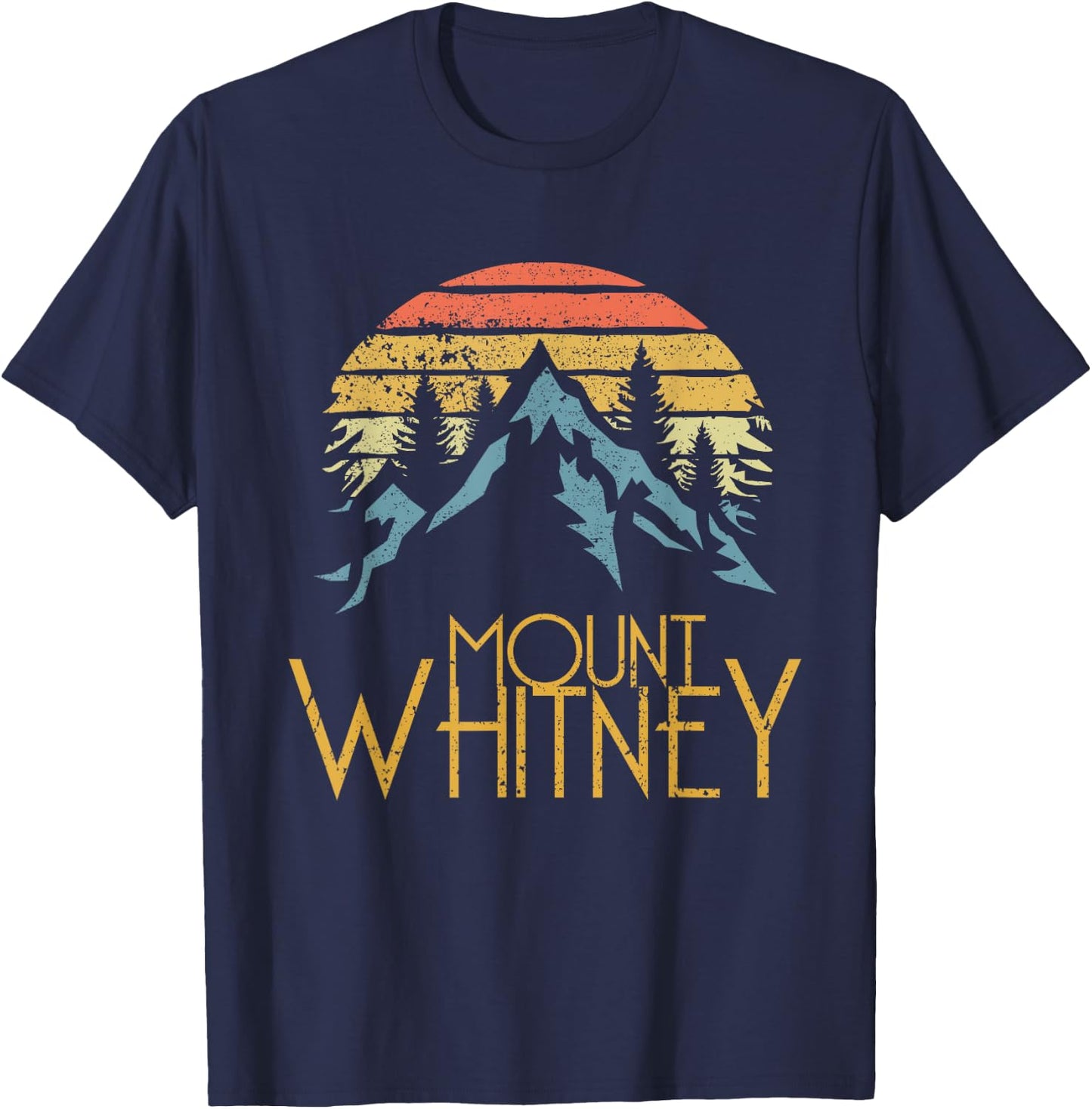 Vintage Retro Mount Whitney CA Camping Mountain T-Shirt - T-Shirt | Navy