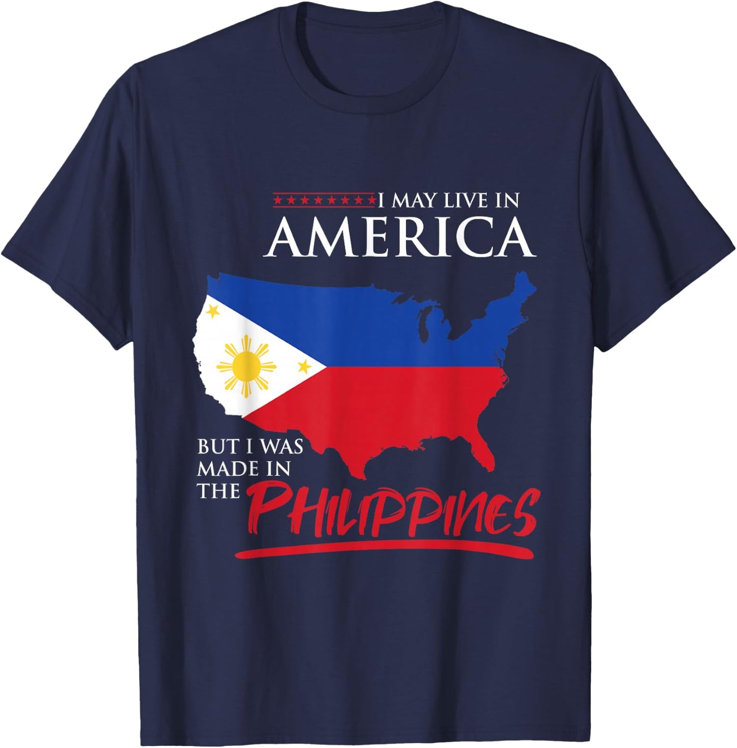 USA Flag Islands of Felipe Philippines Maharlika Filipino T-Shirt - T-Shirt | Navy