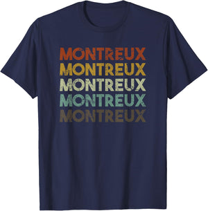 Montreux Switzerland Retro 80s Vintage T-Shirt - T-Shirt | Navy